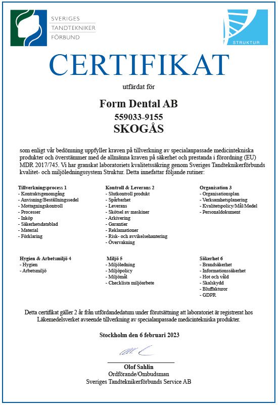 Certifikat Form Dental